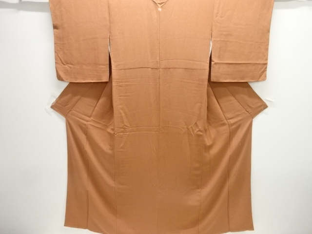 作家物　縮緬地一つ紋色無地着物